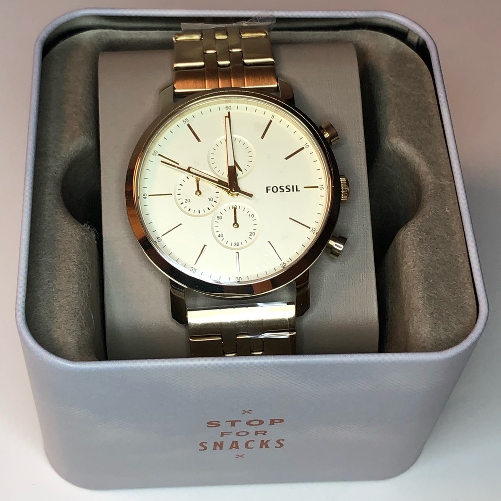 Fossil Luther Chronograph Gold-Tone Stainless Steel Mens Watch BQ2434